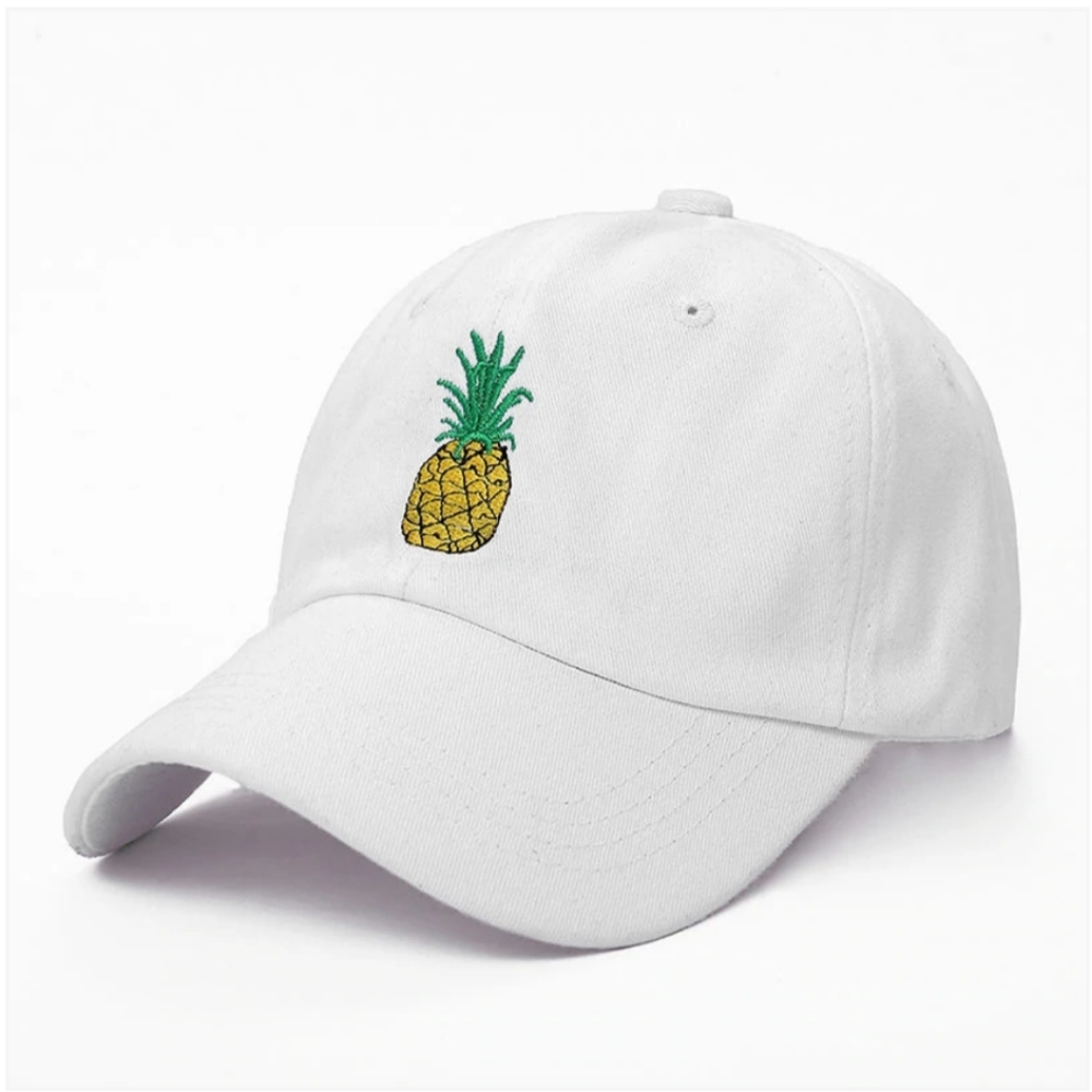 Men's white Pineapple Embroidery Baseball Cap